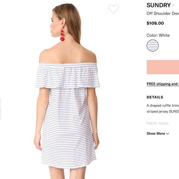 Sundry Off The Shoulder Striped Mini Cotton Summer Dress - Picture 3 of 13